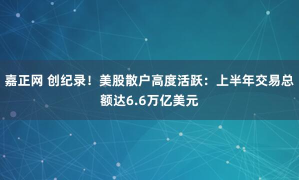 嘉正网 创纪录！美股散户高度活跃：上半年交易总额达6.6万亿美元
